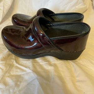 Red Patterned Dansko Women’s Clogs